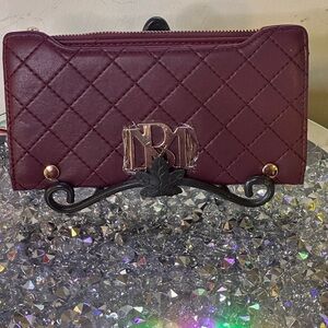 NWT - Badgley Mischka Plum Color Quilted Long Wallet. Retail $59.00